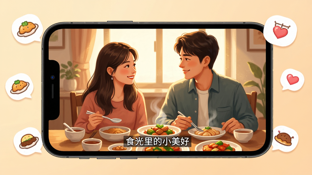 手机屏幕特写,屏幕中正在播放