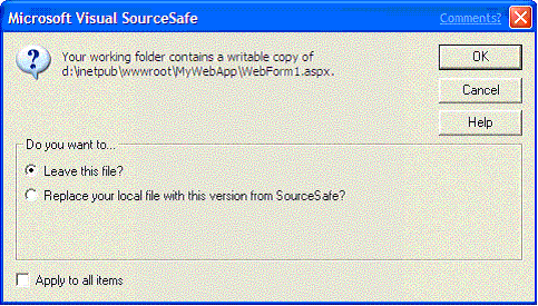 Visual SourceSafe 签入签出操作与冲突解决配图