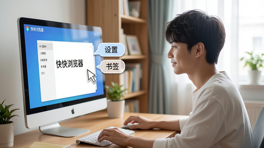 一位年轻人坐在电脑前,屏幕上显示