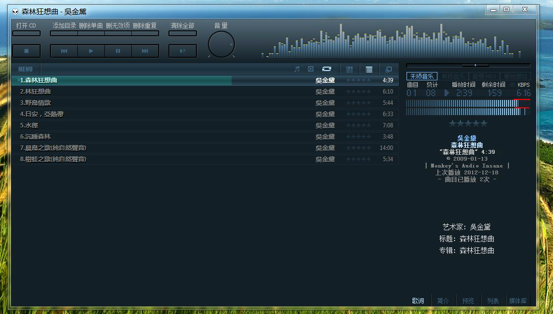 Foobar2000 音乐播放器 界面 功能 截图