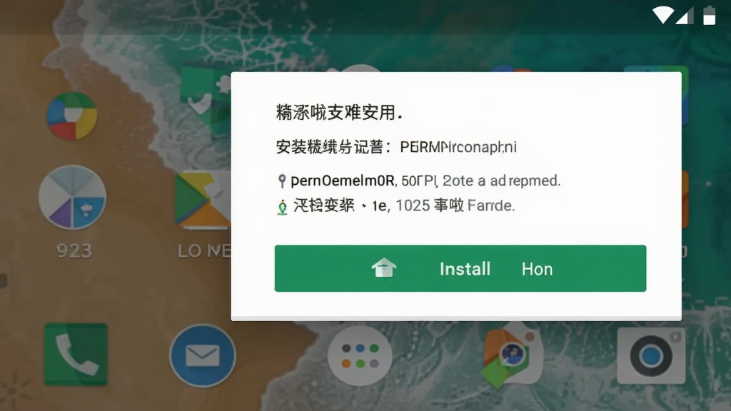 该你啦应用在安卓手机上的安装界面,显示权限请求弹窗和安装按钮,背景为手机桌面,界面清晰,扁平化风格,高清画质,干净无多余元素
