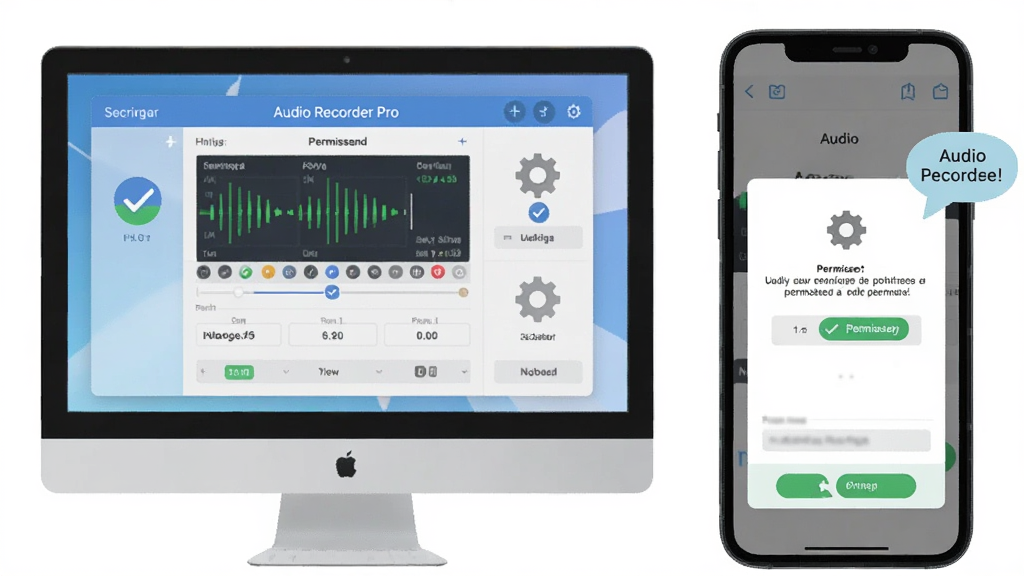 һ��չʾ Audio Recorder Pro ʹ�ü��ɵ�ʾ��ͼ����������Ϊ������Ļ���ֻ���Ļ������ʾ�����Զ�չʾ¼�����ý��棬�ֻ���չʾȨ�޹���ҳ�棬����Ϊ���ҶԱ���ʽ�����Ϊ���±�ƽ����ƣ�ϸ�ڰ�����ѡ��ǡ�����ͼ�����ʾ���ݣ������������ɾ����࣬�޶���Ԫ��