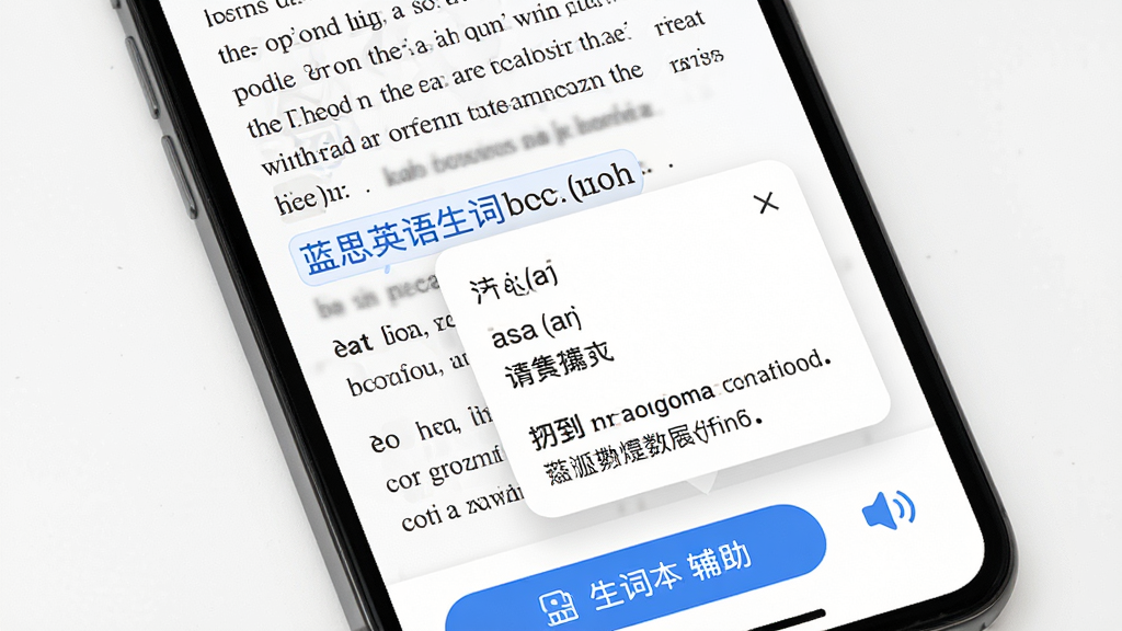 ��˼Ӣ�����ʸ������ܽ��棬����Ϊ�ֻ���Ļ��д����Ļ����ʾһƪӢ�����£�����һ�����ʱ�����󵯳����忨Ƭ����Ƭ�������ꡢ������������䣬����Ϊ���½ṹ���Ű����������Ϊ��Լ������UI��ϸ�ڰ����ײ����ʱ���ť�ͷ���ͼ�꣬���ʸ��壬����ɾ����޶���Ԫ��