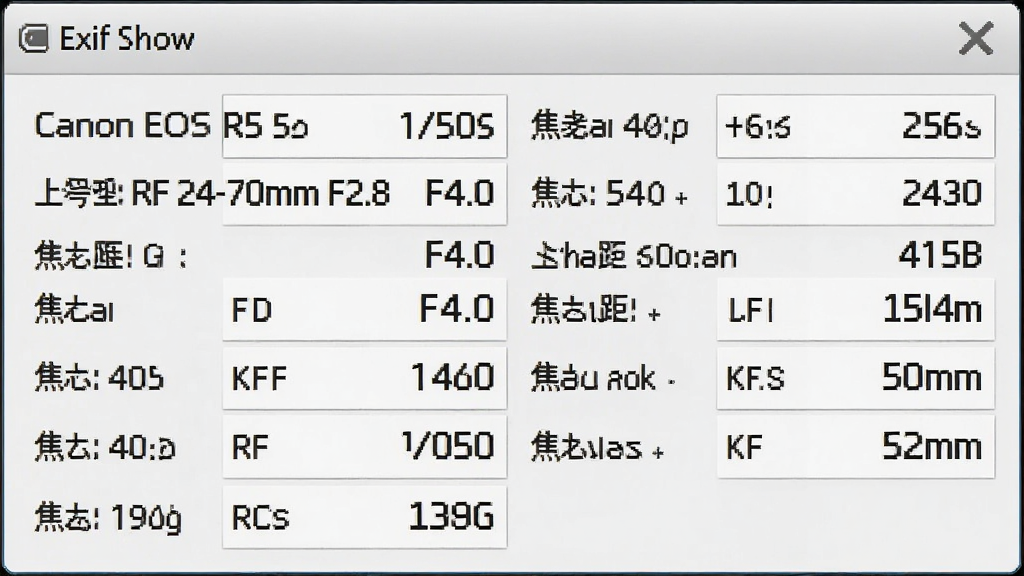 һ�� Exif Show �������鴰�ڵ���дͼ�������з�����ʾ����ͺ� Canon EOS R5����ͷ RF 24-70mm F2.8����Ȧ F4.0������ 1/500s��ISO 400������ 50mm �����ݣ������������룬����Ϊ��ɫ���ڣ����Ϊдʵ��������磬ϸ�ڰ�����ֵ��������λ��ע�淶�����ʸ��壬����ɾ����޶���Ԫ��