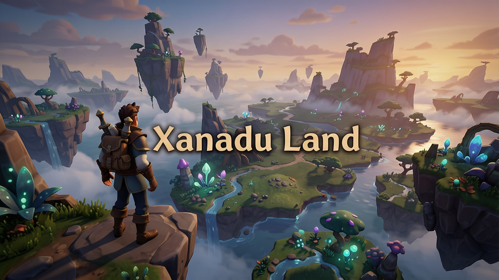 һ��չʾXanadu Land��������̽��������ͼƬ��������һ��ð����վ�����±�����Զ������ǰ�ǹ�������ô�½���и��յ��졢����ֲ������Ѻ�������ճ��ֻƻ�ɫ�������������С�Xanadu Land�����֣����Ϊ��Ϸ����������ϸ�ڷḻ�������������ɾ����޶���Ԫ��