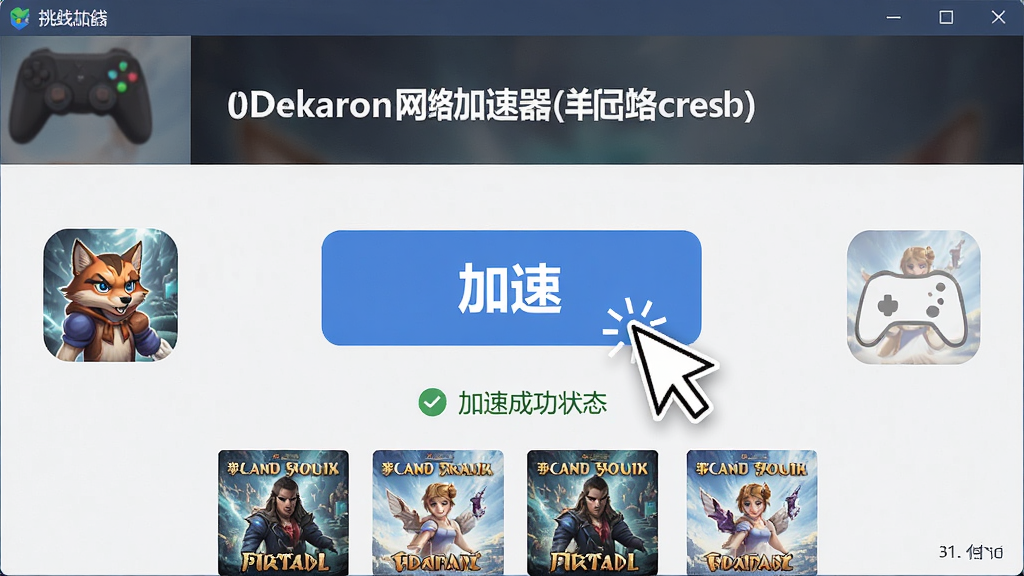 һ��չʾ��ս�����������(Dekaron���������)һ�����ٲ�����ͼƬ������Ϊ��������������ļ��ٰ�ť�����ּ�࣬�Ű�ͻ����ť����Ϸͼ�꣬���Ϊ��ƽ����ƣ�ϸ�ڰ������������Ч�������ٳɹ�״̬��ʾ����Ϸ��������ͼ�����ʸ��壬�ɾ����޶���Ԫ��