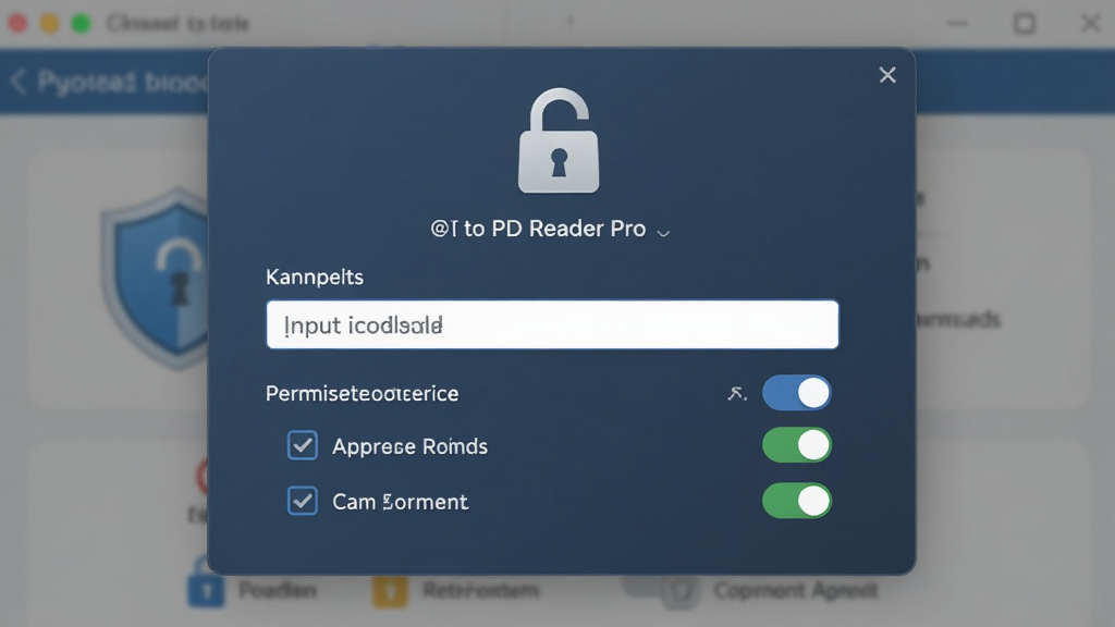 ����ΪPDF Reader Pro��ȫ����������壬����Ϊ���е���������ͼ�꣬�Ű�չʾ�����������Ȩ�޹�ѡ����Ϊ���ذ�ȫ�磬ϸ�ڰ�������ͼ�ꡢ��������Ȩ�޿��أ�����Ϊ����ɾ��޶���Ԫ��
