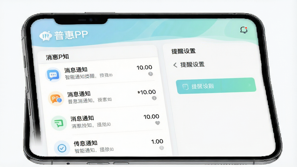 普惠PP智能消息提醒界面,画面中显示软件名称