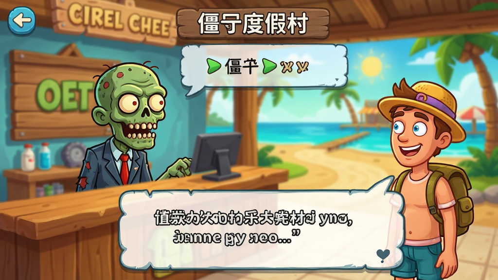 ��ʬ�ȼٴ����Ի����棬������һ����ʬ������һ�������ο��ڶԻ����Ի�����ʾ��Į̆�ʣ������Ƕȼٴ�ǰ̨����ͨ���ɫ�����죬���廭�ʣ��޶���Ԫ��