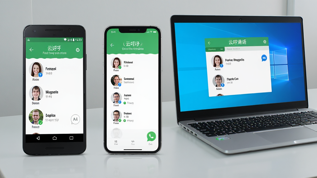 ����չʾ�����豸���Űڷţ��ֱ��ǰ�׿�ֻ���iPhone��Windows�ʼǱ���������Ļ����ʾ�ƺ��������绰��ͨѶ¼ͬ�����棬����������ͬ����ϵ��ͷ������֣�����Ϊǳ��ɫ���棬���ͳһ���࣬ϸ�ڷḻ����������