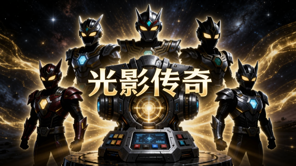 ��������չʾһ�������Ƽ��е������ٻ���װ�ã���Χ�����Ź�Ӱ��������λ��ͬ��̬������Ӣ�ۼ�Ӱ������������İ��������������Ľ�ɫ�������ߣ����岼�ֲ��öԳ�ʽ��ͼ�����Ϊ�ƻ�����磬ϸ�ڰ������ױ���Ľ����������������ĵķ���Ч�����ٻ����ϵİ�������Ļ��ʾ������4K���壬�ɾ��޶���Ԫ�أ�����������������Ӱ���桱�ĸ��������