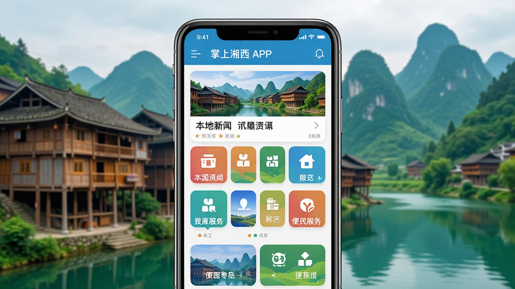 ��������APP��ҳ����չʾ������������һ�������ֻ�����Ļ��ʾɫ�����޵ı���������Ѷ���͹���ͼ�����񣬱�����������ɫ�ĵ���¥����ɽ��ˮ�����岼�ּ�����������ñ�ƽ��UI��Ʒ��ϸ����ͻ����Ѷ��Ƭ�ͱ��������ڣ������������ɾ����޶���Ԫ��