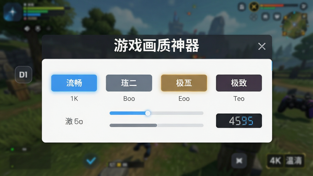 一张展示游戏画质调节界面的图片,界面上有多个画质等级选项按钮,从