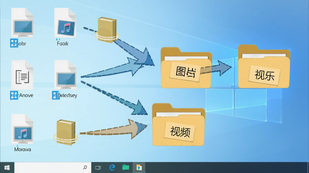 Desk Drive �Զ����๦��ʾ��ͼ������չʾһ�� Windows ���棬�������ж����ͬ���͵��ļ�ͼ�����ڱ�������ͷ���������Ӧ���ļ����У��ļ����Ϸֱ��ע