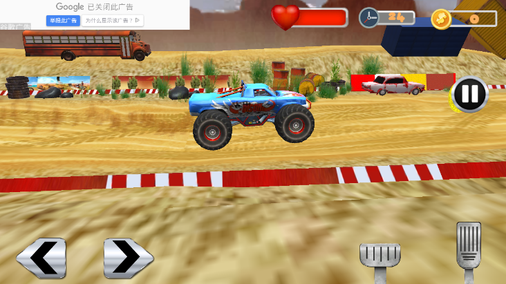 怪物越野车驾驶游戏手机版(Monster Truck Rampage)空中翻转特技操作界面