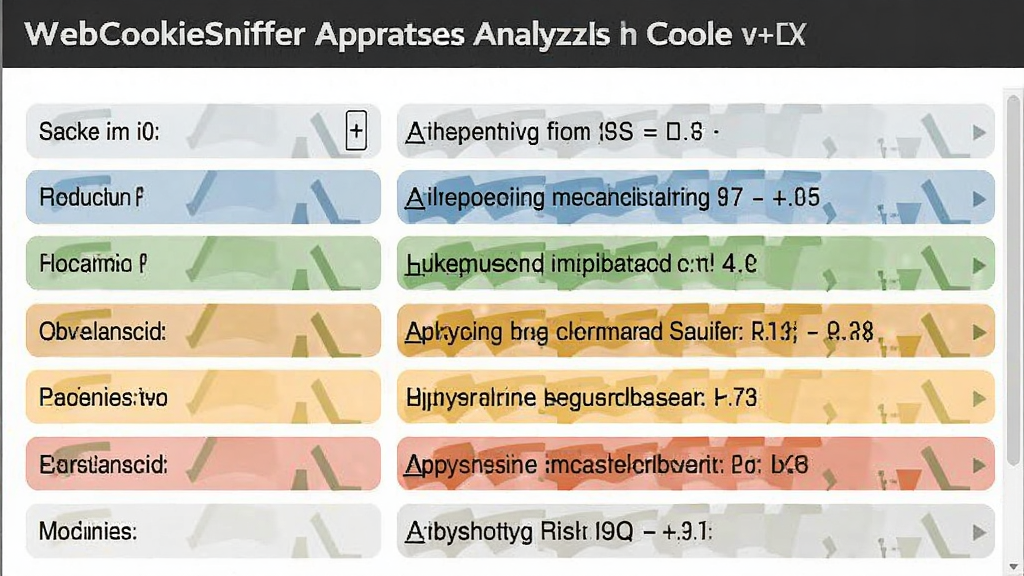一幅展示 WebCookiesSniffer 详细解析 Cookie 属性的界面截图,画面中清晰列出 Cookie 的各项参数,并用不同颜色标注安全与风险项,风格为信息图表式,布局整齐,画面干净,高清画质
