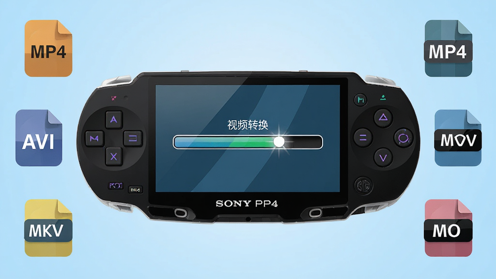 ����ȫòչʾͼ������������һ̨��ɫ����PSP�ƻ�����Ļ����ʾ��Ƶת�����������棬��Χ���ƶ�����Ƶ��ʽͼ����MP4��AVI��MOV��MKV������Ϊ�ɾ���ǳ��ɫ���䣬���ֲ��þ��жԳƹ�ͼ�����Ϊ�ִ��Ƽ��б�ƽ���廭��ϸ�ڰ���PSP������������ʽͼ��Բ�Ǵ������������߹⣬���������ɾ��޶���Ԫ��
