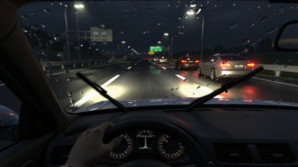 ����ΪTraffic Racer Pro��Ϸҹ��������ٹ�·����������Ϊ��һ�˳Ƽ�ʻ�ӽǣ��Ű�Ϊ��������չʾ��δ��ڵ��粣���ϣ����Ϊдʵ3D��Ⱦ��ϸ�ڰ�����������·�桢��ˢ�ڶ���Զ����β����ʪ��·�淴�⣬���ʸ��壬�ɾ����޶���Ԫ��