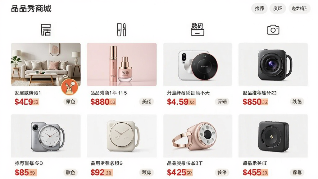 һ��ƷƷ���̳Ƿ���ҳ�棬����չʾ�����Ʒ����ͼ�����Ƽ���Ʒ��Ƭ�������Ҿӡ���ױ������������ƷͼƬ�������۸��ǩ��Ŀ������Ϊ����״��������£����ʸɾ����޶���Ԫ��