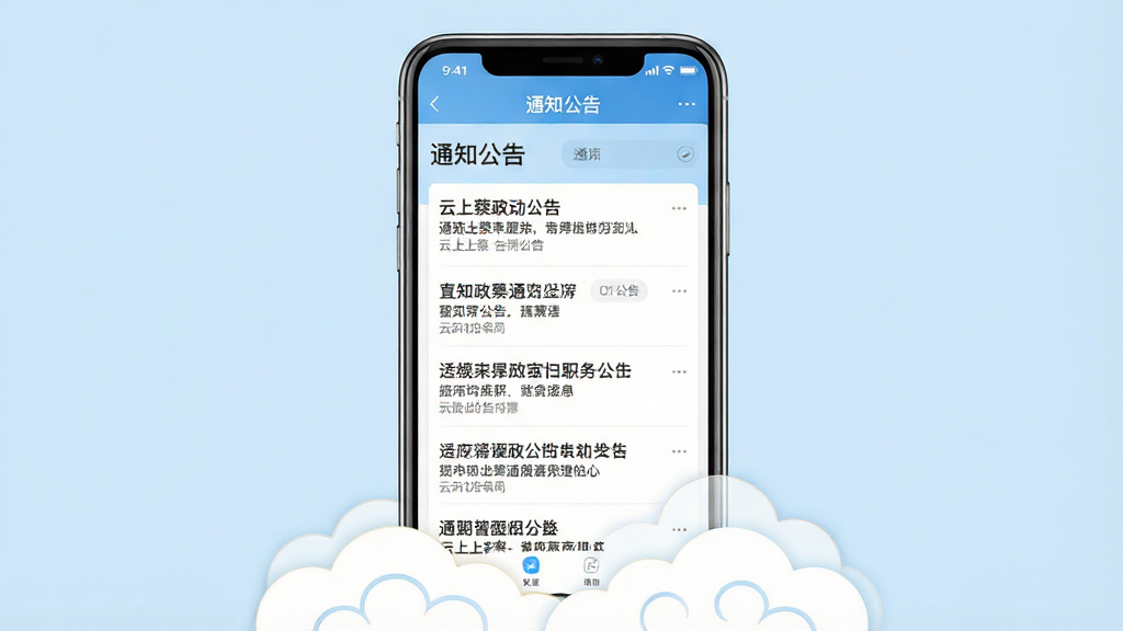 һ���ֻ�Ӧ��֪ͨ����չʾͼ��������һ���ֻ���Ļ��ʾ�������ϲ̡�APP�����񹫸�ҳ�棬ҳ�涥���С�֪ͨ���桱�������·��г�����������⡣����Ϊ���½ṹ������Ϊ����ɫ���ֻ��·����ƶ�װ�Ρ����Ϊ��Լ����磬ϸ���Ϲ�����������ɶ������ʸ��壬�ɾ����޶���Ԫ�ء�