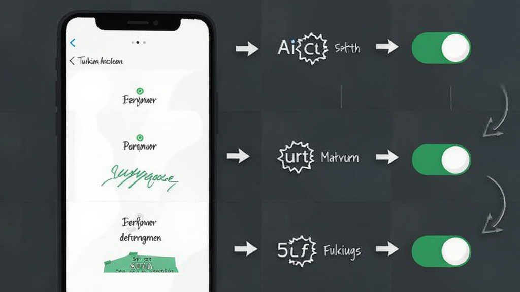 Turkish Ai 安装步骤示意图,主体为手机屏幕展示安装权限设置界面,布局为分步骤图示,排版从上到下依次排列,风格为扁平化教程风,细节包括设置图标、开关按钮、箭头指引,画质高清干净无多余元素