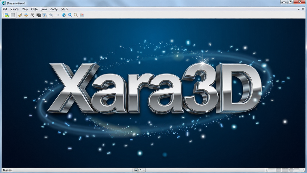 Xara3D 3D文字动画制作软件主界面,画面中央是带有金属质感的立体文字