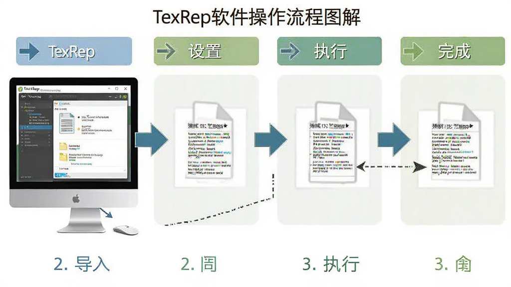 TexRep������������ͼ�⣬����Ϊ������Ļ��ʾTexRep�������ļ���������ʾ�⣬�����Ϊ���롢���á�ִ�С�����ĸ��׶Σ�����Ϊ��������ͼ���У����Ϊ�����Ϣͼ��ϸ�ڰ�����ͷ�����벽���ţ���������������ɾ�������Ԫ��