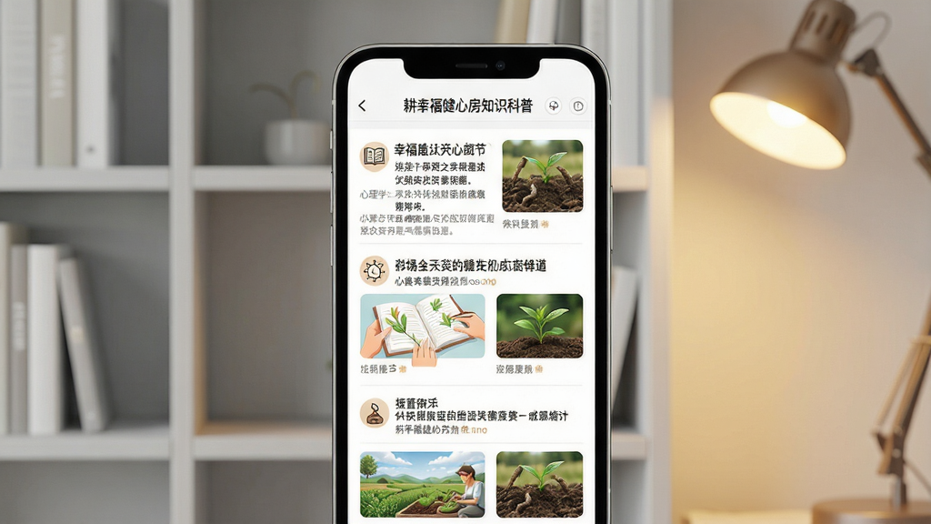 һ�Ÿ��Ҹ����ķ�֪ʶ����ҳ��չʾͼ�������������ֻ���Ļ�ϵ������б����棬��ʾ��ƪ����ѧ���±������ͼ������Ϊǳ��ɫ�����ůɫ�ƹ⣬�������룬����Լ��ܰ��ϸ������������������ͼ�꾫�£����ʸ���ɾ����޶���Ԫ��