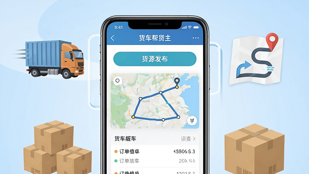 画面中央展示一部智能手机,屏幕上显示