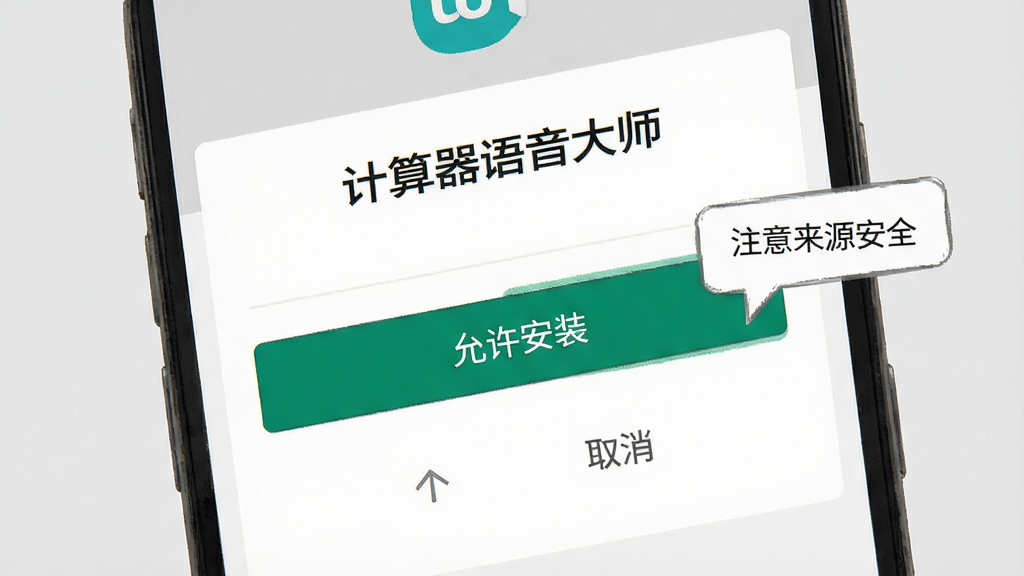 一张展示手机安装应用时权限设置界面的示意图,画面为安卓手机屏幕,屏幕上显示
