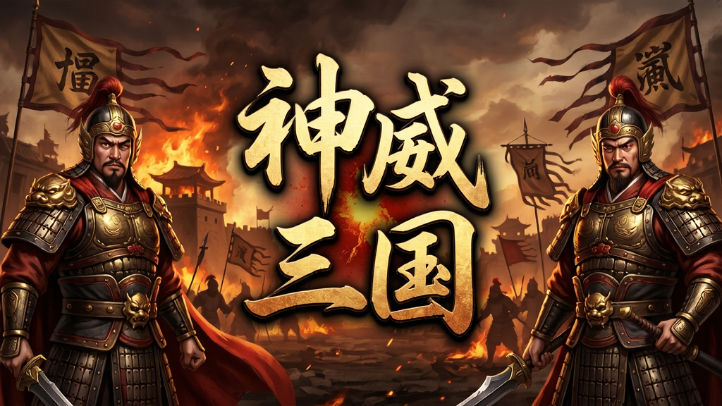 一幅以三国乱世为背景的游戏宣传图,画面中央是