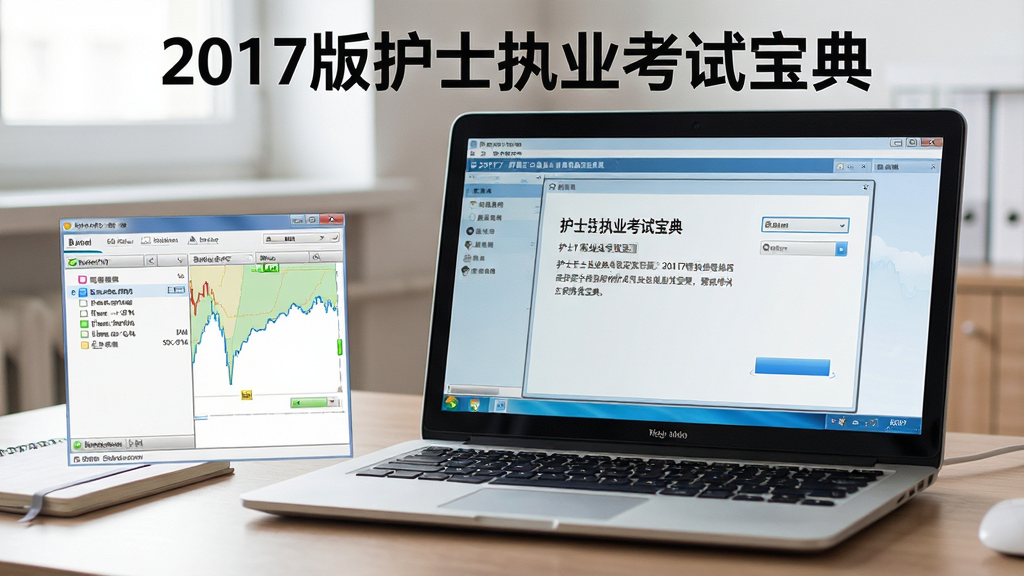 一张以“2017版护士执业考试宝典”运行稳定性为主题的图片,主体为一台普通笔记本电脑流畅运行题库软件,布局为桌面场景,排版简洁,风格为真实办公学习风,细节包含任务管理器低占用显示、软件界面正常显示与流畅答题状态,画质清晰,画面干净,无多余元素