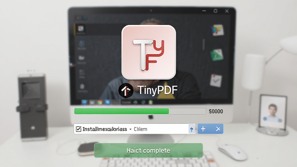 չʾTinyPDF������С��װ���ڵ��������ϵ�ͼ����̬������Ϊ������װ����ͼ��������������־��У��Ű�ͻ����TinyPDF�����ƣ�����Լ��ˬ��ϸ�ڰ�����װ·��ѡ�񡢿�����ɰ�ť�����������ɾ�
