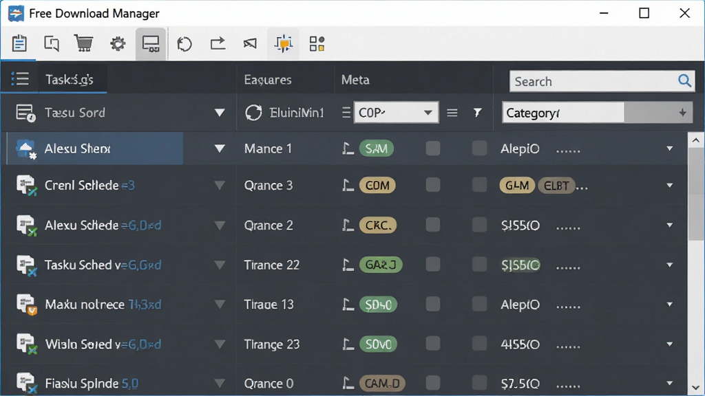 Free Download Manager ���������������չʾ������Ϊ�����������������������壬����Ϊ�Ϸ��������·���ϸ�б����Ű���������Ϊ�����Լ��ƣ�ϸ�ڰ�����������ͼ�ꡢ�ƻ�ʱ�����á������ǩ�������򣬻����������ɾ����޶���Ԫ��