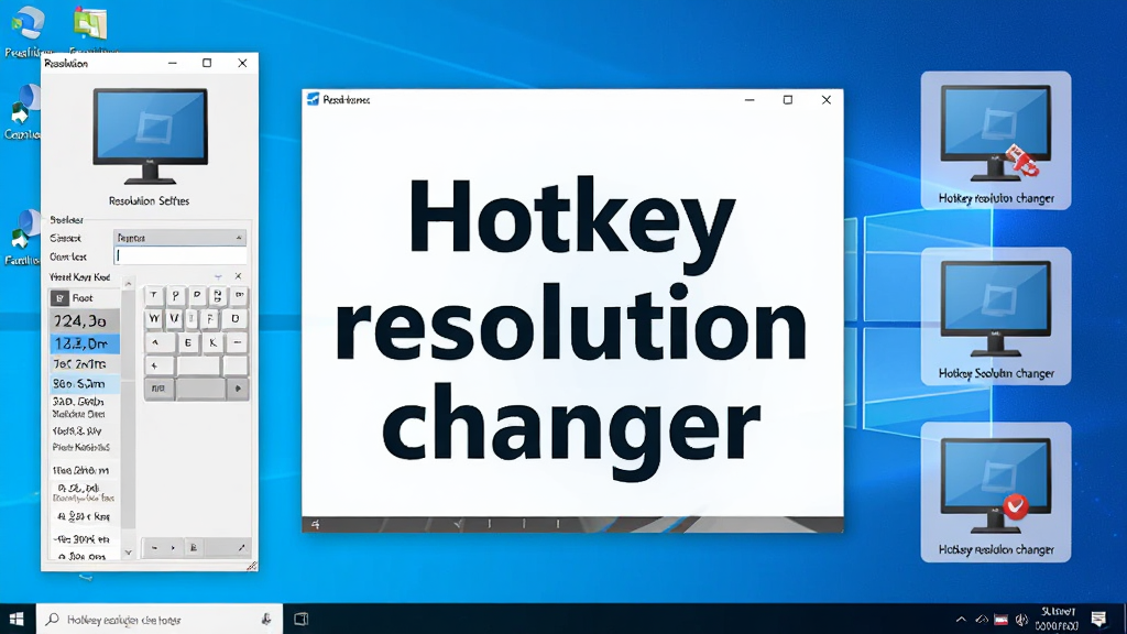 �������ơ�Hotkey resolution changer������Ŀ���������ʾ�������Ǽ���Windows���滷�����������չʾ�ֱ�������������ݼ��б����Ҳ���ͼ��ʾ�ⲻͬ�ֱ����л�Ч��������Ϊ���������ͼ��񣬲����������Ű�������ҷ���������ִ���Լ�Ƽ��У�ϸ�ڰ�����ʾ��ͼ�ꡢ���̰�����ʶ���ֱ�����ֵ��ע�����ʸ��壬�ɾ����޶���Ԫ��