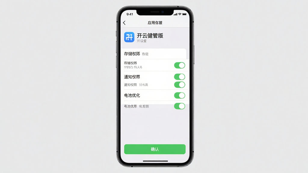 ���ƽ��ܰ氲װ����ʾ��ͼ������Ϊ�ֻ���Ļ��ʾȨ������ҳ�棬����Ϊ����Ӧ�����ơ��в�Ȩ�޿����б����ײ�ȷ�ϰ�ť���Ű��࣬���Ϊϵͳԭ�����÷磬ϸ�ڰ����洢Ȩ�ޡ�֪ͨȨ�ޡ�����Ż�ѡ����ʸ��壬�ɾ����޶���Ԫ��