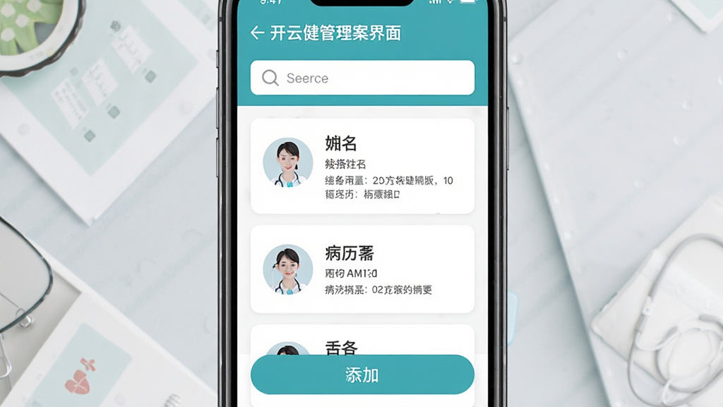 ���ƽ��ܰ滼�ߵ����������棬����Ϊ�ֻ���Ļ��ʾ���������б�������Ϊ�������������в���Ƭʽ������Ŀ���ײ����Ӱ�ť���Ű��������򣬷��Ϊ����ҽ�Ʒ磬ϸ�ڰ���ͷ��ͼ�ꡢ������ǩ������ժҪ���֣������������ɾ����޶���Ԫ��