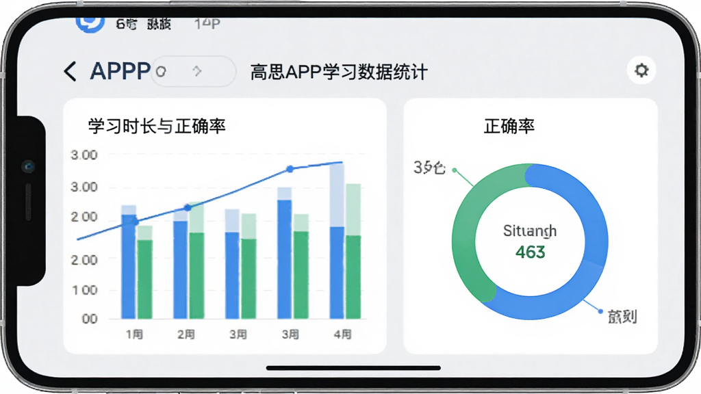 ��˼APPѧϰ����ͳ��ҳ�棬�ֻ���Ļ��ʾ��״ͼ�ͻ���ͼչʾѧϰʱ������ȷ�ʣ�����Ϊǳ��ɫ��ͼ����ɫ����ɫ����ɫΪ����������ˬ����������񣬸��廭��