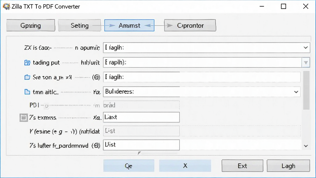 Zilla TXT To PDF Converter软件在Windows电脑上运行时的操作界面截图,显示用户正在调整页面设置参数,界面清晰标注各项功能按钮,整体画面简洁明亮,画质高清,无多余元素