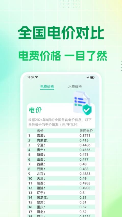 免费计算水电缴费 安卓版 操作界面
