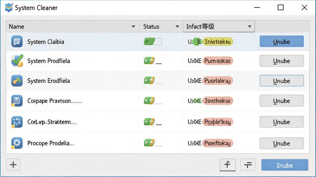 一张 System Cleaner 启动项管理界面的图片,画面中软件窗口标题为
