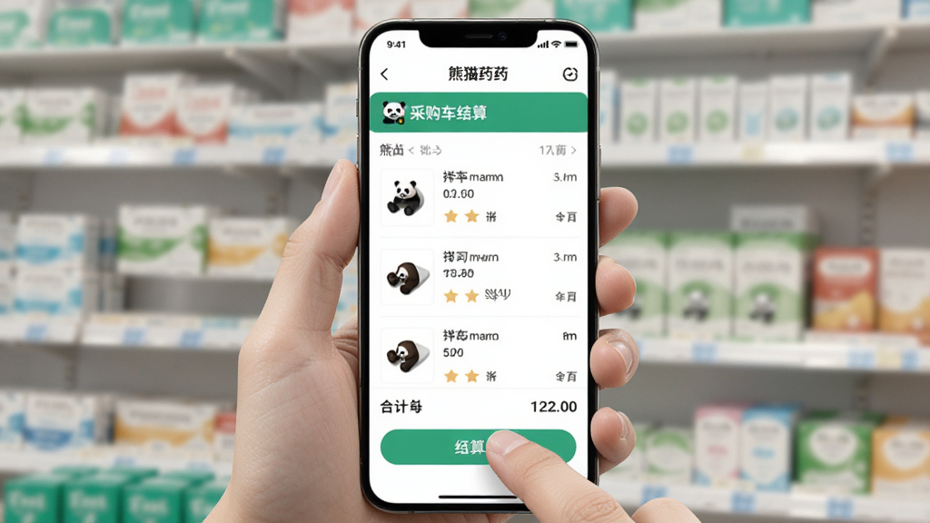 画面主体是一只手握住手机,屏幕显示