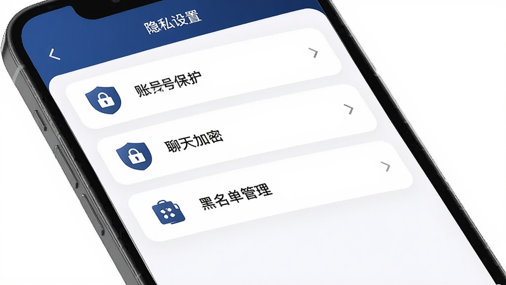 �ҵ�Ȧ��APP��˽����ҳ�棬�ֻ���Ļչʾ��ȫ����˽ѡ���б��������˺ű�����������ܡ���������������Ŀ��������ö��ƺ�����ͼ����Ϊ�Ӿ�Ԫ�أ���ɫ������ɫ�Ͱ�ɫΪ����ׯ��רҵ�����ʸ��壬�޶���Ԫ��