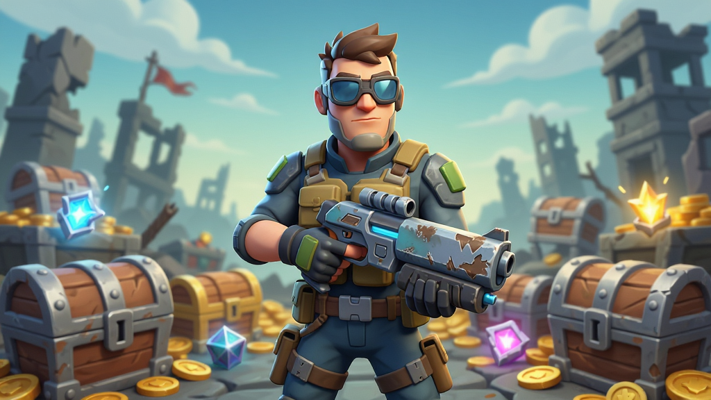 һ����Loot Hunters��ϷΪ�������������ͼ������������һλ����ս��װ�����ֳֿƻ�ǹе�����˽�ɫ�������ǳ�������ͽ�ҵķ���ս������ɫ��Χɢ���ŷ����ս��Ʒ�����岼��Ϊ�Ϸ�������������·�Ϊ����͵��ߣ��Ű������Ϸ�������ϸ�ڰ���ǹе�ϵ�ĥ�������ͱ����ϵĽ������󣬷��Ϊ��ʽ��ͨ��Ⱦ�����ʸ��壬����ɾ����޶���Ԫ��