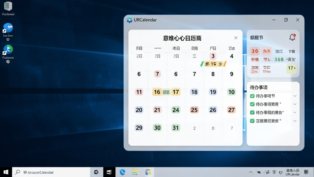 ��Ψ��������URCalendar ����������ȫ��չʾ������Ϊһ��������Windows�����Ҳ��������壬���ְ�����������ũ��������ע�����������б�����������ͼ�꣬�Ű�������գ����Ϊ�ִ���Լ����磬ϸ�ڰ���ǳɫĥɰ������Բ�Ǵ��ڡ��������������������������ǣ����ʸ��壬����ɾ����޶���Ԫ�ء�