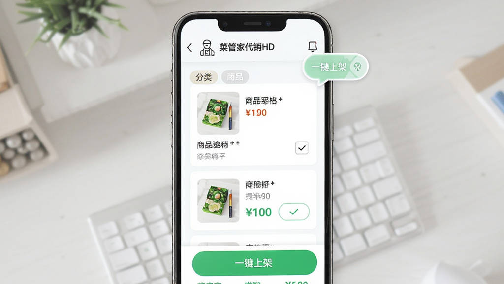 �˹ܼҴ�����HD��Ʒ�ϼܲ������棬����Ϊ�ֻ���Ļ��չʾ��Ʒѡ���б���һ���ϼܰ�ť�����ֲ������·ֲ�ṹ���Ű�ͻ����Ʒ����ͼ�����ơ��۸�Ͳ�����ť�����Ϊ����ǳɫϵ�ƶ�����ƣ�ϸ�ڰ�����ѡ�򡢷����ǩ����ɫȷ�ϰ�ť����ʾ���ݣ������������ɾ��޶���Ԫ��