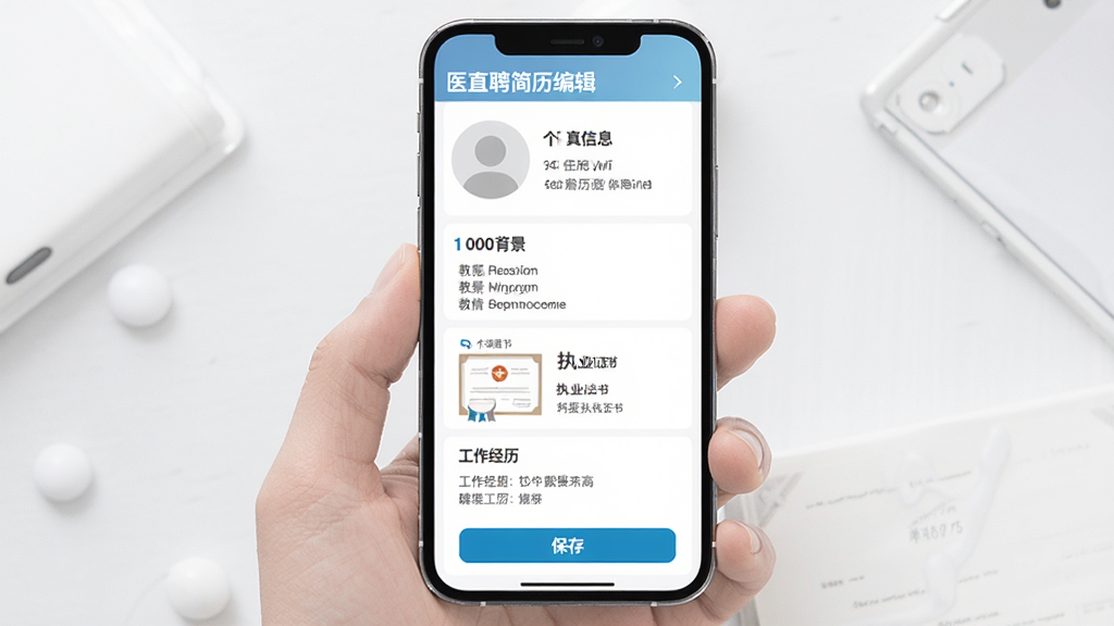 ҽֱƸ�����༭���棬����Ϊ�ֻ���Ļ������չʾ������Ϣ������������ִҵ֤�顢����������ģ�飬�Ű����������Ϊ��Լ����ҽ�Ʒ磬ϸ�ڰ���ͷ��ռλ��֤��ͼ�ꡢ���水ť�����ʸ��壬����ɾ����޶���Ԫ��