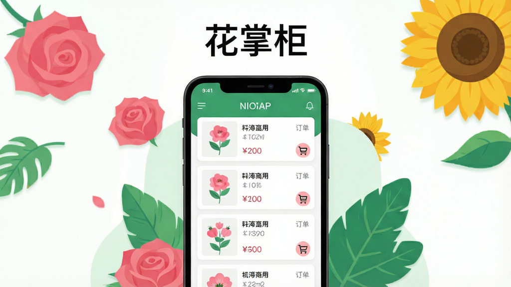 ����������һ�������ֻ�����Ļ����ʾ���ܵ��̹������棬�����ʻ���Ʒ�б��붩����Ƭ������Ϊ�ֻ����з��ã���Χ��׺õ�塢���տ�����ֲҶƬ���Ű��࣬�Ϸ����׷����������ơ����ƹ񡱣����Ϊ�ִ���ƽ���廭��ɫ������ɫ�ͷ�ɫΪ����ϸ�ڰ�����Ʒ����ͼ���۸��ǩ�����ﳵͼ�ꣻ���ʸ��壬�ɾ��������޶���Ԫ��