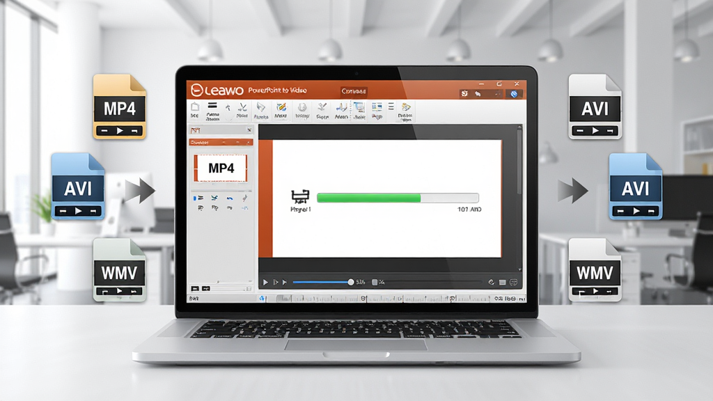 Leawo PowerPoint to Video ����������ȫ��չʾ������������һ̨�򿪵ıʼǱ����ԣ���Ļ����ʾ��PPT�õ�Ƭ����ת��Ϊ��Ƶ�Ľ���������Χ������MP4��AVI��WMV����Ƶ��ʽͼ�꣬�����Ǽ���������ִ��칫���������Ϊдʵ�Ƽ��磬ϸ�ڰ�������Logo��ת����ͷ��ʱ����̶ȣ����������ɾ����޶���Ԫ��