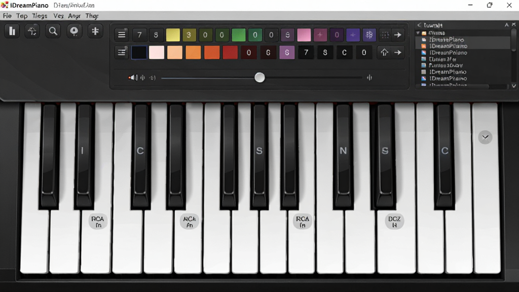 iDreamPianoģ���������������ȫ��չʾ������Ϊһ̨������ټ��̾������У����ֲ��ú��������ƣ��Ϸ�Ϊ�˵�����������ɫѡ�������·�Ϊ�ڰ��ټ����Ű������������Ϊ�ִ�������������дʵ�磬ϸ�ڰ����ټ��߹⡢������ʾ��ĸ�������������Ŀ�б������ʸ��壬����ɾ����޶���Ԫ��